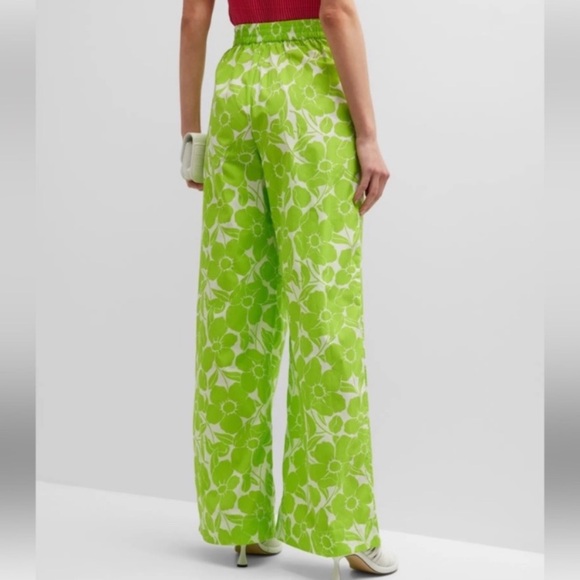 Essentiel Antwerp Anthropologie Wide Leg Pants Green/White Floral Print SZ 2 - Picture 2 of 9